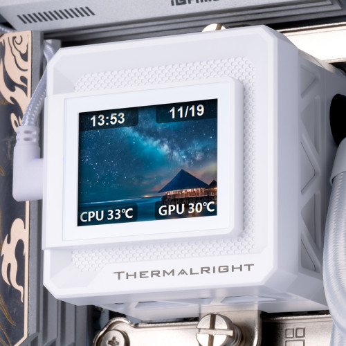 Водяное охлаждение для процессора/ Water Cooling System Thermalright Frozen Warframe SE 360 ARGB V2 (360mm, LED temp., White, ARGB/ Fans: 3x120mm, 68.9CFM, 28.2dBA, 2000RPM/ Pump height 59mm, Rad thickness 27mm/ S: 1851, 1700, 1200, 115X, AM5, AM4)