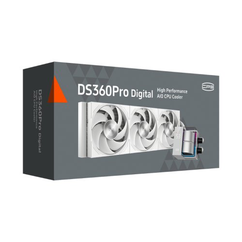 Система охлаждения/ Water Cooling System PCCooler DS360 Pro Digital WH (310W, 360mm, LED temp., White, Fans: 3x120mm, 66CFM, 34.3dBA, 2200RPM/ Pump height 85mm, 15dBA, 2600RPM, Rad thickness 27mm/ S: 1851, 1700, 1200, 115X, 20XX, AM5, AM4)