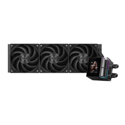 Система охлаждения/ Water Cooling System PCCooler DS360 Display BK (310W, 360mm, LED, Black, ARGB Pump/ Fans: 3x120mm, 90.56CFM, 39.8dBA, 2500RPM/ Pump height 65mm, 15dBA, 2600RPM, Rad thickness 27mm/ S: 1851, 1700, 1200, 115X, AM5, AM4)