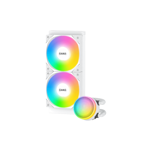 Водяное охлаждение для процессора/ Water Cooling System SAMA L40 White (240mm, White, ARGB/ Fans: 2x120mm, 82.79CFM, 29dBA, 2000RPM/ Pump height 52mm, 29dBA, 2500RPM, Rad thickness 27mm/ S: 1851, 1700, 1200, 20XX, 115X, AM5, AM4)