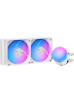 Система жидкостного охлаждения/ Water Cooling System Ocypus Delta L24 WH ARGB V2 (280W, 240mm, White, ARGB, Fans: 2x120mm, 73CFM, 2000RPM/ Pump height 60mm, 27dBA, 2650RPM, Rad thickness 27mm/ S: 1851, 1700, 1200, 115X, AM5, AM4)