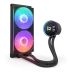 Система жидкостного охлаждения для ПК/ Water Cooling System NZXT Kraken Elite 280 RGB (250W, 280mm, LED temp., Black/ Fans: 2x140mm, 98.61CFM, 34.5dBA, 2000RPM/ Pump height 65mm, 2800RPM, Rad thickness 27mm/ S: 1851, 1700, 1200, 115X, AM5, AM4)