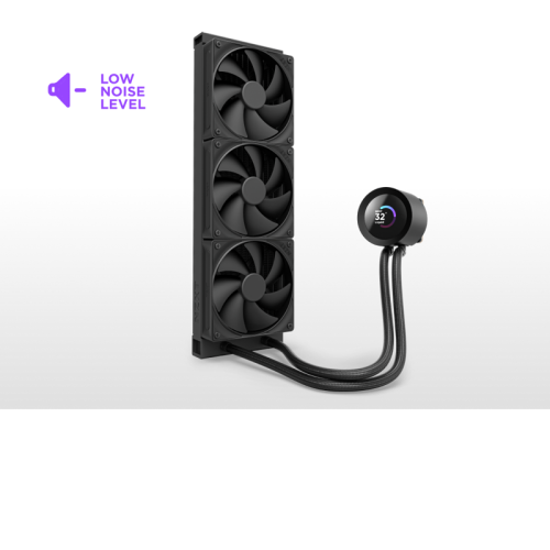 Система жидкостного охлаждения для ПК/ Water Cooling System NZXT Kraken Plus 360 V2 (260W, 360mm, LED temp., Black, Fans: 3x120mm, 73.47CFM, 30dBA, 2000RPM/ Pump height 55.97mm, 2800RPM, Rad thickness 27mm/ S: 1851, 1700, 1200, 115X, AM5, AM4)