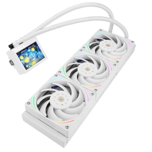 Водяное охлаждение для процессора/ Water Cooling System Thermalright Mjolnir Vision 360 (360mm, LED, White, ARGB/ Fans: 3x120mm, 69CFM, 27dBA, 2150RPM/ Pump height 65mm, Rad thickness 27mm/ S: 1700, 1200, 1851, 115X, 2011, 2066, AM5, AM4)