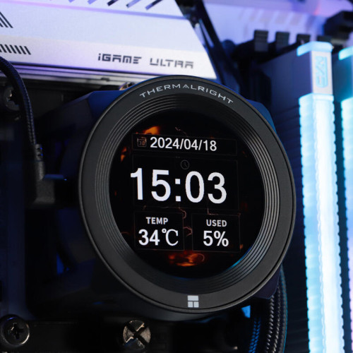 Система жидкостного охлаждения/ Water Cooling System Thermalright Core Vision 360 (360mm, LED, Black, ARGB/ Fans: 3x120mm, 72.37CFM, 27.7dBA, 2000RPM/ Pump height 66mm, Rad thickness 27mm/ S: 1700, 1200, 1851, 115X, 2011, 2066, AM5, AM4)