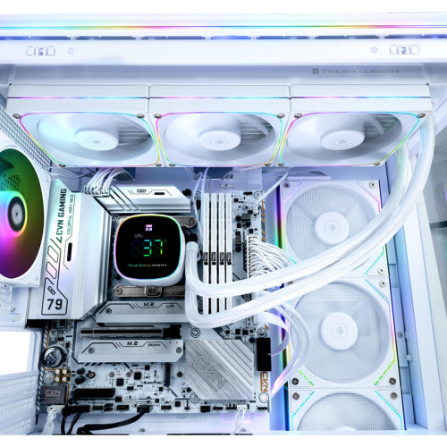 Система жидкостного охлаждения/ Water Cooling System Thermalright Frozen Horizon 360 Digital (360mm, LED temp., White, ARGB/ Fans: 3x120mm, 68.9CFM, 28.2dBA, 2000RPM/ Pump height 53.2mm, Rad thickness 27mm/ S: 1700, 1200, 1851, 115X, AM5, AM4)