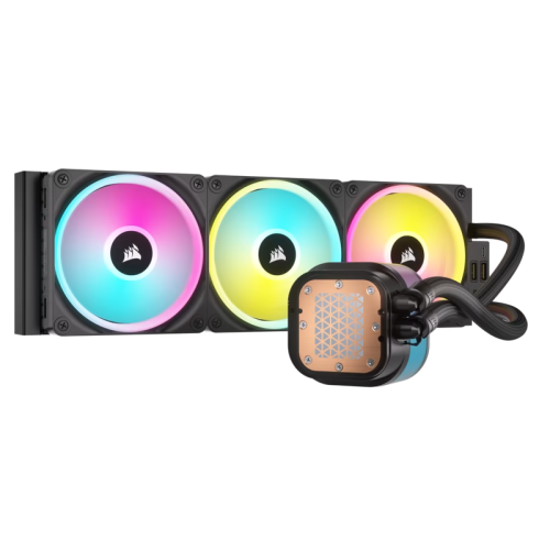 Система жидкостного охлаждения/ Water Cooling System Corsair iCUE LINK H150i RGB (360mm, Black, RGB/ Fans: 3x120mm, 63.1CFM, 37dBA, 2400RPM/Rad thickness 27mm/ S: 1851, 1700, 1200, 115X, AM5, AM4)