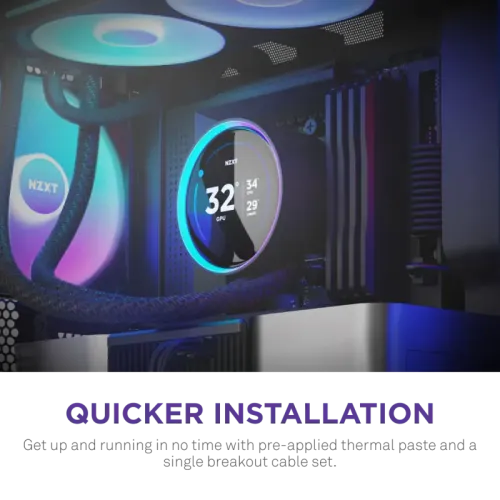 Система жидкостного охлаждения для ПК/ Water Cooling System NZXT Kraken Elite 420 RGB (350W, 420mm, LED temp., Black/ Fans: 3x140mm, 98.61CFM, 34.5dBA, 2000RPM/ Pump height 65mm, 2800RPM, Rad thickness 27mm/ S: 1851, 1700, 1200, 115X, AM5, AM4)