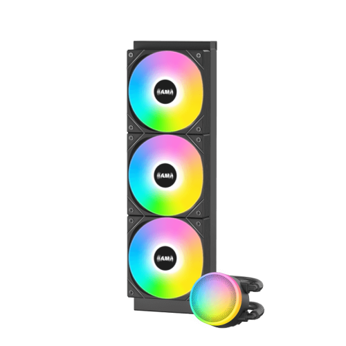 Водяное охлаждение для процессора/ Water Cooling System SAMA L60 Black (360mm, Black, ARGB/ Fans: 3x120mm, 82.79CFM, 29dBA, 2000RPM/ Pump height 52mm, 29dBA, 2500RPM, Rad thickness 27mm/ S: 1851, 1700, 1200, 20XX, 115X, AM5, AM4)