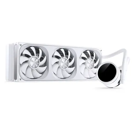 Система жидкостного охлаждения/ Water Cooling System JONSBO TH-360 White (300W, 360mm, LED temp., White, ARGB/ Fans: 3x120mm, 62.4CFM, 37.3dBA, 2400RPM/ Pump height 72mm, 30dBA, 2400RPM, Rad thickness 27mm/ S: 1851, 1700, 1200, 115X, AM5, AM4)