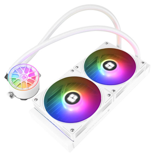 Система жидкостного охлаждения/ Water Cooling System Thermalright Aqua Elite 240 V6 (240mm, White, ARGB/ Fans: 2x120mm, 70.84CFM, 29.8dBA, 2000RPM/ Pump height 53.5mm, 2800RPM, Rad thickness 27mm/ S: 1700, 1200, 1851, 115X, AM5, AM4)
