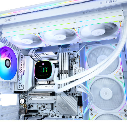 Система жидкостного охлаждения/ Water Cooling System Thermalright Frozen Horizon 360 Digital (360mm, LED temp., White, ARGB/ Fans: 3x120mm, 68.9CFM, 28.2dBA, 2000RPM/ Pump height 53.2mm, Rad thickness 27mm/ S: 1700, 1200, 1851, 115X, AM5, AM4)