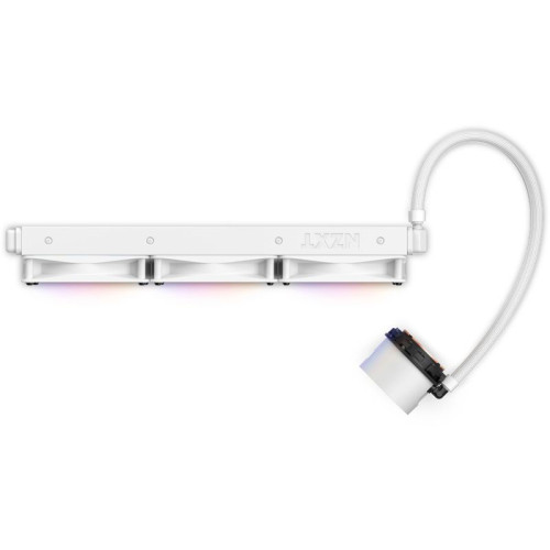 Система жидкостного охлаждения для ПК/ Water Cooling System NZXT Kraken 360 RGB (270W, 360mm, LED temp., White, RGB/ Fans: 3x120mm, 78.86CFM, 33.88dBA, 1800RPM/ Pump height 55.97mm, 2800RPM, Rad thickness 27mm/ S: 1851, 1700, 1200, 115X, AM5, AM4)