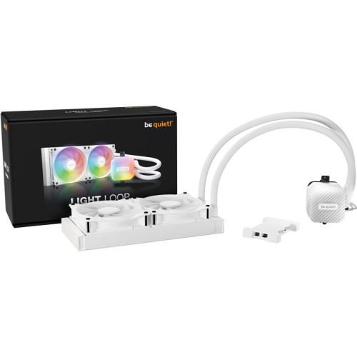 Водяное охлаждение для процессора/ Water Cooling System be quiet! LIGHT LOOP 240mm white (250W, 240mm, White, ARGB/ Fans: 2x120mm, 61.8CFM, 34.9dBA, 2100RPM/ Pump 2900RPM, Rad thickness 27mm/ S: 1851, 1700, 1200, 115X, AM5, AM4)