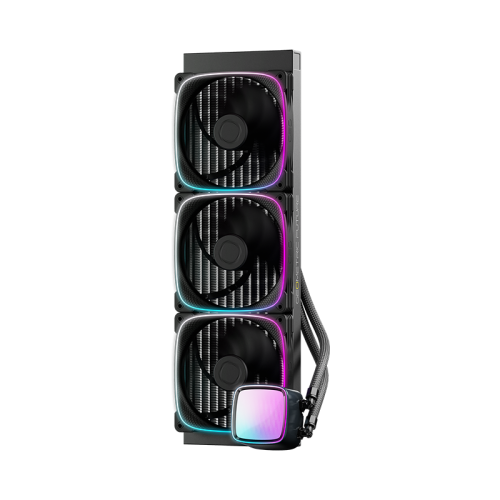 Система жидкостного охлаждения/ Water Cooling System Geometric Future Eskimo Pro 420 (300W, 420mm, ARGB, Black/ Fans: 3x140mm, 91.15CFM, 34.0dBA, 2400RPM/ Pump height 54mm, 3500RPM, Rad thickness 27mm/ S: 1851, 1700, 1200, 115X, 2011, 2066, AM5, AM4)