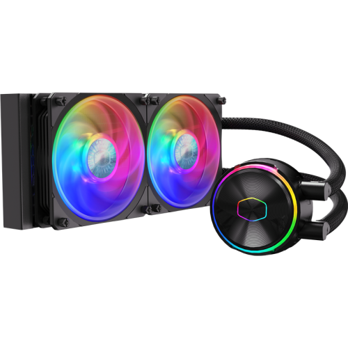 Система охлаждения/ Cooler Master MasterLiquid PL240 Flux (240W, 240mm, ARGB, fans:2x120mm/72.37CFM/32dBa/2300rpm, 1700/1200/115X/2066/2011-V3/2011/AM5/AM4/AM3/AM3+/AM2/AM2+/FM2/FM2+/FM1/TR4)