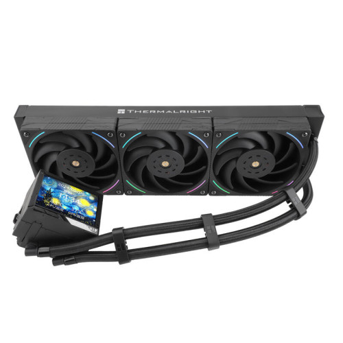 Водяное охлаждение для процессора/ Water Cooling System Thermalright Mjolnir Vision 360 (360mm, LED, Black, ARGB/ Fans: 3x120mm, 69CFM, 27dBA, 2150RPM/ Pump height 65mm, Rad thickness 27mm/ S: 1700, 1200, 1851, 115X, 2011, 2066, AM5, AM4)