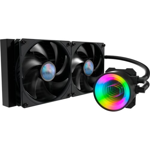 Система охлаждения/ Cooler Master MasterLiquid ML280 Mirror (230W, 280mm, ARGB, fans: 2x140mm/67CFM/27dBa/1400rpm, 1200/115X/2066/2011-V3/2011/AM5/AM4/AM3/AM3+/AM2/AM2+/FM2/FM2+/FM1/1700 only with bracket)