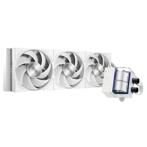 Система охлаждения/ Water Cooling System PCCooler DS360 Pro Digital WH (310W, 360mm, LED temp., White, Fans: 3x120mm, 66CFM, 34.3dBA, 2200RPM/ Pump height 85mm, 15dBA, 2600RPM, Rad thickness 27mm/ S: 1851, 1700, 1200, 115X, 20XX, AM5, AM4)