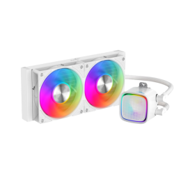 Водяное охлаждение для процессора/ Water Cooling System SAMA L50 240WH (290W, 240mm, White, ARGB/ Fans: 2x120mm, 72.3CFM, 28dBA, 2200RPM/ Pump height 66mm, 3000RPM, Rad thickness 27mm/ S: 1851, 1700, 1200, 115X, AM5, AM4)