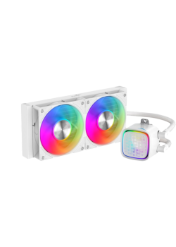 Водяное охлаждение для процессора/ Water Cooling System SAMA L50 240WH (290W, 240mm, White, ARGB/ Fans: 2x120mm, 72.3CFM, 28dBA, 2200RPM/ Pump height 66mm, 3000RPM, Rad thickness 27mm/ S: 1851, 1700, 1200, 115X, AM5, AM4)