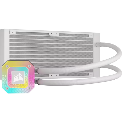Система жидкостного охлаждения/ Water Cooling System Corsair iCUE H100i ELITE CAPELLIX XT (240mm, White, RGB/ Fans: 2x120mm, 65.57CFM, 34.1dBA, 2400RPM/ S: 1851, 1700, 1200, 115x, 2011, 2066, AM5, AM4)
