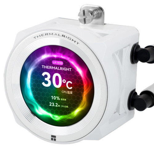 Система жидкостного охлаждения/ Water Cooling System Thermalright Core Vision 360 (360mm, LED, White, ARGB/ Fans: 3x120mm, 72.37CFM, 27.7dBA, 2000RPM/ Pump height 66mm, Rad thickness 27mm/ S: 1700, 1200, 1851, 115X, 2011, 2066, AM5, AM4) Система жидкостного охлаждения/ Water Cooling System Thermalright Core Vision 360 (360mm, LED, White, ARGB/ Fans: 3x120mm, 72.37CFM, 27.7dBA, 2000RPM/ Pump height 66mm, Rad thickness 27mm/ S: 1700, 1200, 1851, 115X, 2011, 2066, AM5, AM4)