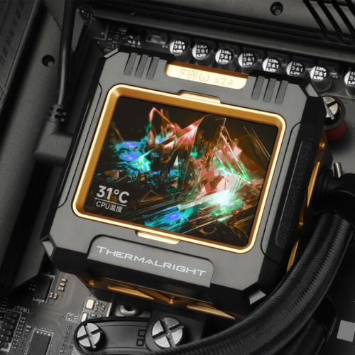 Водяное охлаждение для процессора/ Water Cooling System Thermalright Frozen Warframe 420 ARGB (420mm, LED, Black, ARGB/ Fans: 3x140mm, 88.7CFM, 29.8dBA, 1750RPM/ Pump height 60mm, 23dBA, 3000RPM, Rad thickness 27mm/ S: 1851, 1700, 1200, 115X, 2011, 2066, 