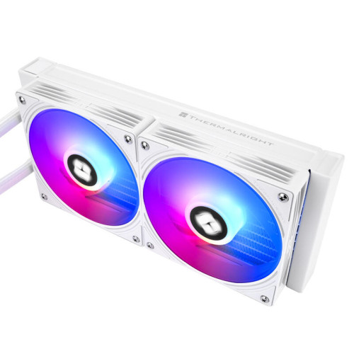 Система жидкостного охлаждения/ Water Cooling System Thermalright Aqua Elite 240 V6 (240mm, White, ARGB/ Fans: 2x120mm, 70.84CFM, 29.8dBA, 2000RPM/ Pump height 53.5mm, 2800RPM, Rad thickness 27mm/ S: 1700, 1200, 1851, 115X, AM5, AM4)