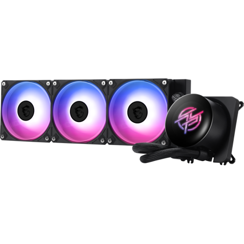 Система жидкостного охлаждения/ Water Cooling System MSI MPG CORELIQUID P13 360 (300W, 360mm, LED, Black, ARGB/ Fans: 3x120mm, 64.89CFM, 2050RPM/ Pump 20dBA, 3400RPM, Rad thickness 27mm/ S: 1851, 1700, AM5, AM4)