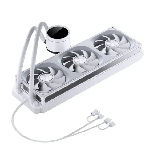 Система жидкостного охлаждения/ Water Cooling System JONSBO TH-360 White (300W, 360mm, LED temp., White, ARGB/ Fans: 3x120mm, 62.4CFM, 37.3dBA, 2400RPM/ Pump height 72mm, 30dBA, 2400RPM, Rad thickness 27mm/ S: 1851, 1700, 1200, 115X, AM5, AM4)