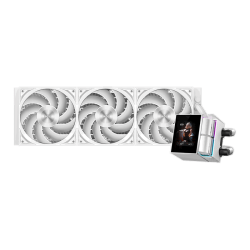Система охлаждения/ Water Cooling System PCCooler DS360 Display WH (310W, 360mm, LED, White, ARGB Pump/ Fans: 3x120mm, 90.56CFM, 39.8dBA, 2500RPM/ Pump height 65mm, 15dBA, 2600RPM, Rad thickness 27mm/ S: 1851, 1700, 1200, 115X, AM5, AM4)