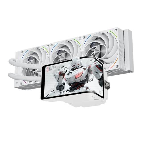 Водяное охлаждение для процессора/ Water Cooling System Thermalright Wonder Vision 360 Turbo (360mm, LED, White, ARGB/ Fans: 3x120mm, 120.38CFM, 44.7dBA, 3000RPM/ Pump height 107mm, 6400RPM, Rad thickness 27mm/ S: 1700, 1200, 1851, 115X, 2011, 2066, AM5, 