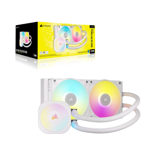 Система жидкостного охлаждения/ Water Cooling System Corsair iCUE LINK TITAN 240 RX RGB (240mm, White, RGB/ Fans: 2x120mm, 73.5CFM, 36dBA, 2100RPM/ S: 1851, 1700, AM5, AM4)