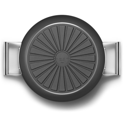 Посуда SMEG/ Глубокая сковорода с двумя ручками и крышкой, 28 см, черная