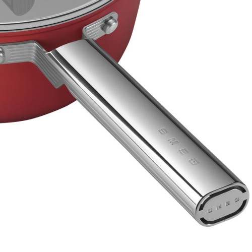 Посуда SMEG/ Сотейник с крышкой, 20 см, цвет красный матовый