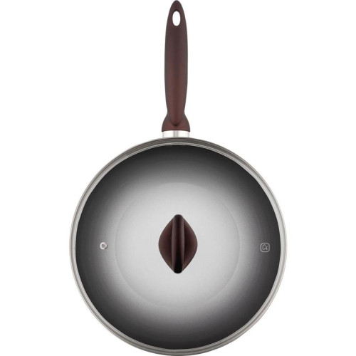 Сковорода ВОК (WOK)/ Сковорода ВОК (WOK) Rondell Tierno RDA-1581 круглая 28см покрытие: Xylan Plus ручка несъемная (с крышкой) черный