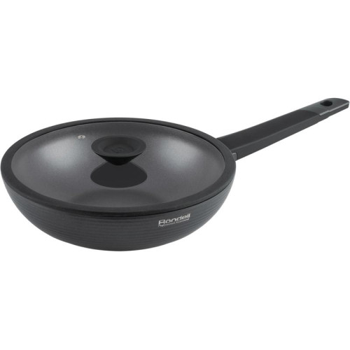 Сковорода ВОК (WOK)/ Сковорода ВОК (WOK) Rondell Kontur RDA-1489 круглая 28см покрытие: Xylan Plus ручка несъемная (с крышкой) графитовый