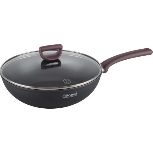 Сковорода ВОК (WOK)/ Сковорода ВОК (WOK) Rondell Fest RDA-1527 круглая 28см покрытие: Xylan Plus ручка несъемная (с крышкой) черный
