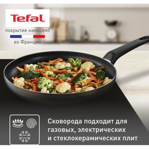 Сковорода/ Сковорода Tefal Easy Plus 04237924 круглая 24см ручка несъемная (с крышкой) черный (9100054100)