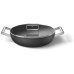 Посуда SMEG/ Глубокая сковорода с двумя ручками и крышкой, 28 см, черная Посуда SMEG/ Глубокая сковорода с двумя ручками и крышкой, 28 см, черная