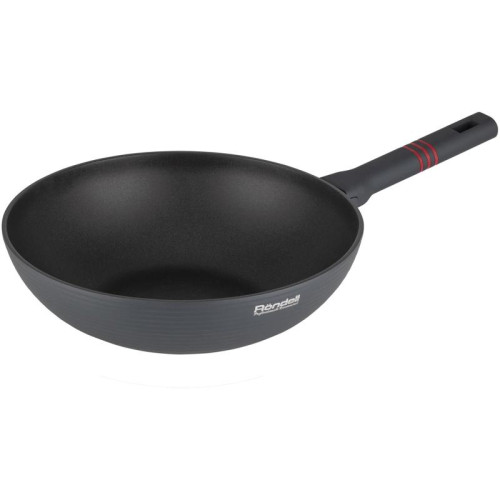 Сковорода ВОК (WOK)/ Сковорода ВОК (WOK) Rondell Stripes RDA-1618 круглая 28см покрытие: Xylan Plus ручка несъемная (без крышки) серый