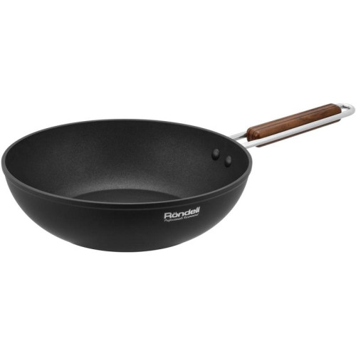 Сковорода ВОК (WOK)/ Сковорода ВОК (WOK) Rondell Fjord RDA-1800 круглая 28см покрытие: Xylan Plus ручка несъемная (с крышкой) черный