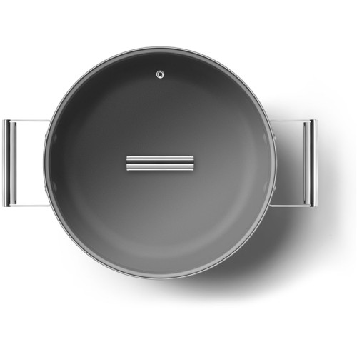 Посуда SMEG/ Глубокая сковорода с двумя ручками и крышкой, 28 см, черная
