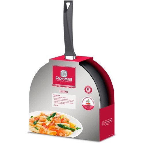 Сковорода ВОК (WOK)/ Сковорода ВОК (WOK) Rondell Strike RDA-1398 круглая 28см покрытие: Xylan Plus ручка несъемная (без крышки) серый