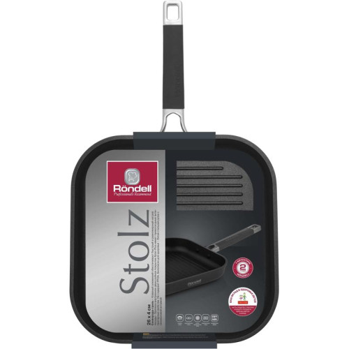 Сковорода-гриль/ Сковорода-гриль Rondell Stolz RDA-1769 квадратная 26см покрытие: Xylan Plus ручка несъемная (без крышки) серый