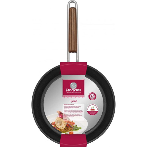 Сковорода/ Сковорода Rondell Fjord RDA-1794 круглая 24см покрытие: Xylan Plus ручка несъемная (без крышки) черный