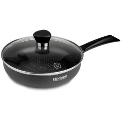 Сковорода/ Сковорода Rondell Arabesco RDA-577 круглая 24см покрытие: Xylan Plus ручка несъемная (с крышкой) серый