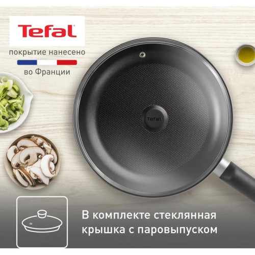 Сковорода/ Сковорода Tefal Easy Plus 04237924 круглая 24см ручка несъемная (с крышкой) черный (9100054100)
