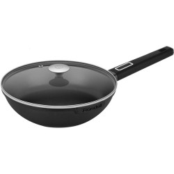 Сковорода ВОК (WOK)/ Сковорода ВОК (WOK) Rondell Craft RDA-1893 круглая 28см покрытие: TriTitan ручка несъемная (с крышкой) черный